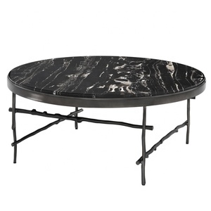 TABLE basse de luxe ronde en métal avec dessus en marbre, meuble de salon, offre spéciale, BAR, 1 pièce - Product Image 1