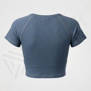 เสื้อครอปท็อปผ้าฝ้ายสีพื้นแบบกำหนดเองสำหรับผู้หญิง เสื้อแขนยาวสไตล์สตรีทแวร์ ออกกำลังกาย ฟิตเนส ยิม แอคทีฟแวร์ - Product Image 2