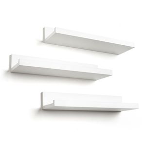 Set di 3 Mensole Galleggianti da Parete Bianche YJ da 14 Pollici in Materiale Rattan per Ufficio, Soggiorno, Camera da Letto, Mensole Decorative da Appendere - Product Image 4