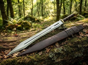 Espada de Acero al Carbono Hecha a Mano con Mango Envuelto en Cuero y Funda, Hoja Recta, Herramienta de Grado Industrial para Exteriores - Product Image 4