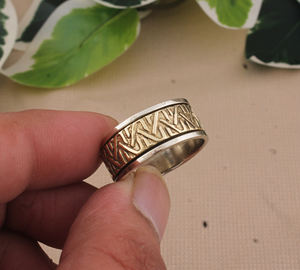 Vintage 925 Sterling <b>Silver</b> <b>Spinner</b> <b>Ring</b> Handmade Mixed Metal Copper Brass Anxiety Meditation Band <b>Rings</b> Jewelry Wholesale - Product Image 5