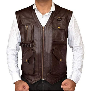 Gilet décontracté en toile pour homme, plusieurs poches, fermeture éclair, respirant, imperméable, couleur unie, vêtement d'extérieur automne-hiver, coupe classique - Product Image 6
