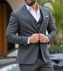 Blazer de costume pour homme, coupe ajustée, anti-plis, respirant, anti-boulochage, personnalisé, pour entreprise, en polyester/coton, à revers crantés, direct usine - Product Image 2