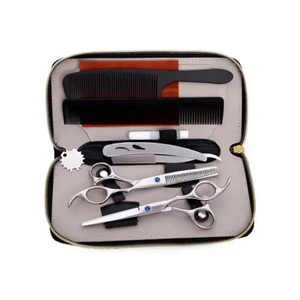 Kit de Herramientas de Barbería de Alta Calidad, Tijeras de Corte y Entresacado de Pelo con Recubrimiento de Titanio Azul, con Peine y Navaja, Kit de Salón de Barbería - Product Image 5