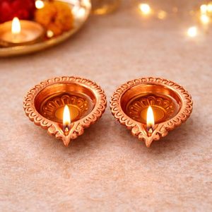 Diya de Cobre Puro para Pooja, Lámpara de Aceite Tradicional para el Hogar, Templo, Decoración Festiva - Product Image 5