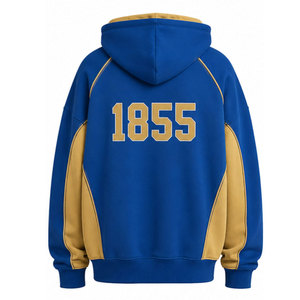 Sweat à capuche brodé Sigma Chi pour homme, bleu et or, manches raglan, en polaire, décontracté, avec poches, coupe classique, pour l'automne - Product Image 6