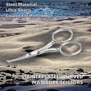 Ciseaux de manucure professionnels en acier inoxydable, lame incurvée tranchante, durables, pour le soin des ongles, des cuticules et des sourcils, pour droitiers - Product Image 5