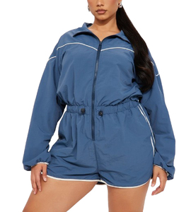 Conjunto de Pantalones Cortos y Chaqueta Deportiva de Nailon para Mujer, Personalizado 2026, Ligero, Sin Costuras, Resistente al Viento, con Capucha y Logotipo, para Verano - Product Image 1