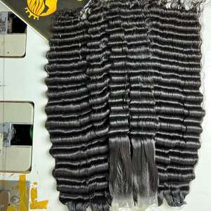 Vente en gros de cheveux brésiliens 10A cambodgiens et vietnamiens bruts paquets de cheveux Deep Wave vendeurs de cheveux vierges à cuticule alignée - Product Image 4