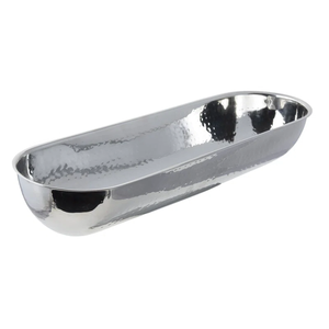 Luxury Long Hammered Stainless Steel Serving Bowl Oval Silver <b>Bread</b> <b>Basket</b> Elegant Metal Boat-Shaped Basin for Hotel & Catering - Product Image 1