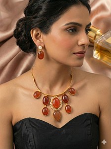 Wholesale Natural Onyx Stone <b>Choker</b> Necklace Set Gold Plated Green <b>Black</b> and Red Gemstone Statement Jewelry for Women - Product Image 6