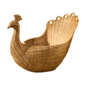 Impresionante Cesta de Mimbre con Forma de Pavo Real para Habitación Infantil, Almacenamiento de Juguetes, Organizador de Libros, Elegante Contenedor con Forma de Animal, Venta al por Mayor - Product Image 1