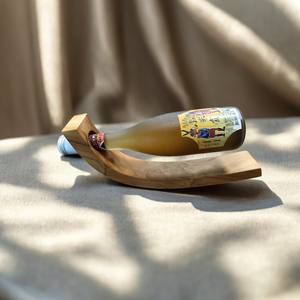 Estante para Vino de Madera de Teca en Forma de Luna Curva, Ecológico y Minimalista, para Restaurante, Cocina, Bar, Comedor - Product Image 5