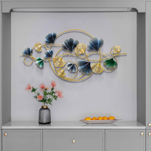 Modern Luxury Ginkgo <b>Leaf</b> Metal <b>Wall</b> Art Sculptures Nordic Gold Green 3D Floral Hanging <b>Decor</b> for Living Room Hotel <b>Wall</b> <b>Decor</b> - Product Image 1