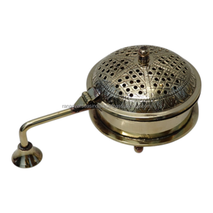 Elegante Quemador de Incienso de Latón con Asa, Diseño Portátil Ecológico para Decoración Espiritual y Uso en Templos Domésticos, para Todas las Estaciones - Product Image 1