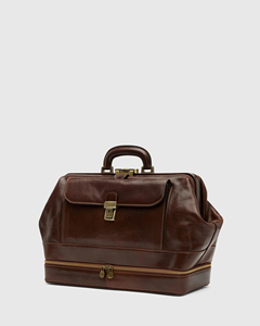 Classic Doctor Bag Genuine Leather Hasp Closure Men's Business Satchel Durable Single Handle Brown - Product Image 4