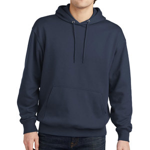 เสื้อฮู้ดดี้ผู้ชายสีน้ำเงินกรมท่า ผ้าฝ้าย 100% เฟรนช์เทอร์รี่ ทรงปกติ สไตล์ลำลอง สตรีทแวร์ สีพื้น ย้อมสีเรียบ ผ้าถัก - Product Image 1
