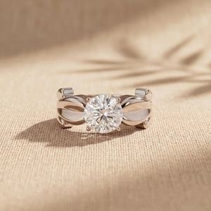 <b>Unique</b> Band 1CT Round Cut Moissanite Split Shank Ring 925 Sterling Silver Fine Promise <b>Gift</b> <b>for</b> Anniversary Party <b>Her</b> - Product Image 2