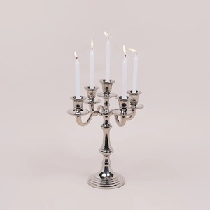 Stainless Steel Candelabra 5 Arm Candle <b>Holder</b> Durable Home Decoration Wedding Use Silver Color Modern Classic Design - Product Image 3