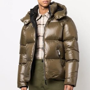 Manteau d'hiver à capuche pour homme, vert olive, très vendu, personnalisé, couleur unie, fermeture éclair, épais, décontracté, imperméable, coupe classique - Product Image 1