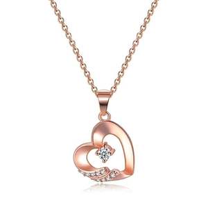 Ensemble de chaînes pendantes en métal pour femmes, pendentif en forme de cœur avec motif de rose - Product Image 5