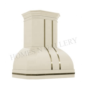 Hotte de cuisine murale en acier inoxydable avec revêtement blanc de style français, personnalisable, pour la décoration et l'extraction des fumées - Product Image 1