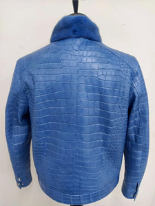 Dernière conception de veste en cuir de crocodile gaufré pour hommes, logo personnalisé, style motard en peau de serpent, veste coupe-vent d'hiver, fabricant - Product Image 2