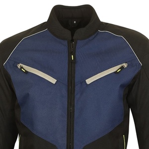 Chaqueta de Motociclista para Hombre 5K, Color Azul y Negro, con Bloques de Color, Manga Larga, Transpirable, Cierre de Cremallera, Cuello Alto, Logotipo Frontal - Product Image 3