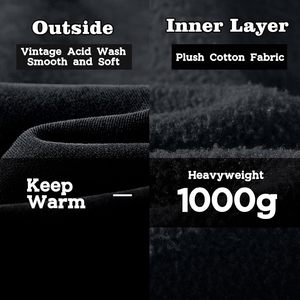 Sweat à capuche zippé oversize pour homme en molleton de qualité supérieure, noir délavé, à manches longues, avec poches, style streetwear décontracté, OEM - Product Image 4