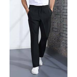 Pantalon de jogging tissé extensible pour hommes, pantalon décontracté à taille élastique avec cordon de serrage pour un usage quotidien - Product Image 4
