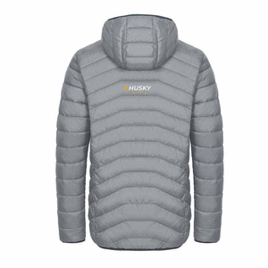 Husky <b>Men's</b> Hooded Puffer <b>Jacket</b> Gray Windproof <b>Winter</b> Casual Zipper Front Solid Color Polyester Wadding Regular Fit - Product Image 3