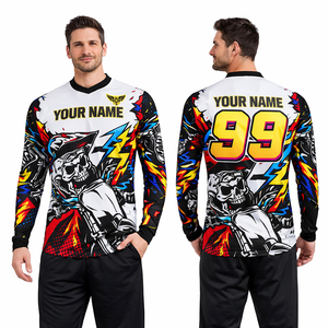 Maillot de motocross personnalisé 2026 avec nom et numéro, chemise de course MX à manches longues pour homme, équipement de moto tout-terrain enduro - Product Image 1