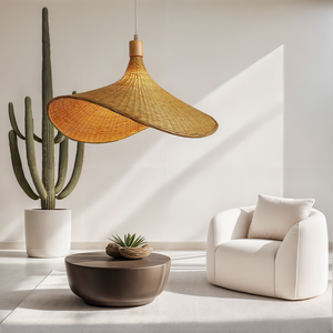 Abat-jour en bambou tressé en gros pour éclairage d'ambiance, couvercle de lampe de plafond couleur neutre, décoration intérieure durable, ODM OEM - Product Image 4