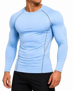 T-shirt de compression blanc à manches courtes pour homme, séchage rapide, respirant, coupe ajustée, sportif, col rond, tricoté, couleur unie, Spandex/Polyester - Product Image 3