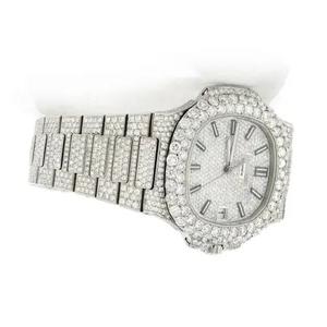 สายนาฬิกาสแตนเลสสตีลหรูหราสไตล์ฮิปฮอป ประดับเพชรโมอิสซาไนต์ หน้าปัดอนาล็อก สำหรับทุกเพศ พร้อมโลโก้สั่งทำสุดเท่ - Product Image 1