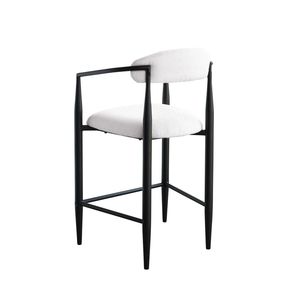 Set di 2 Sgabelli da Bar Moderni in Bouclé, Sedie Alte Vintage con Struttura/Schienale/Braccioli in Metallo, Sgabelli Imbottiti Moderni per Bancone - Product Image 3