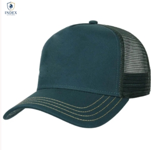 INDEX APPAREL Dark Green Mesh Trucker Cap 6-Panel Adjustable Unisex Casual <b>Hat</b> Spring <b>Summer</b> Solid Color - Product Image 1