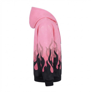 Sudadera con Capucha y Cremallera CHALASA con Estampado de Llamas Rosas, Unisex, Informal, de Corte Regular, Tejido de Algodón, para Otoño - Product Image 3