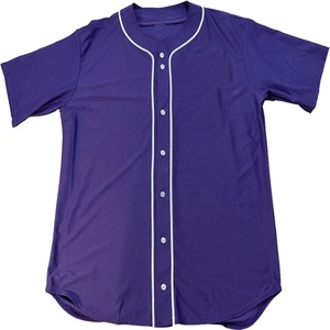Maillot de baseball unisexe violet pour université, à manches courtes, boutonné, col en maille, uniforme de softball respirant, haut d'équipe à séchage rapide - Product Image 1