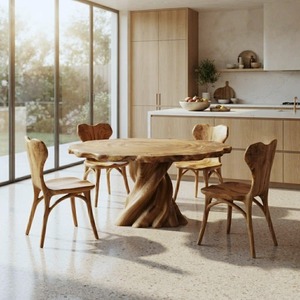 Modern Luxury Designer Handmade Customizable <b>Round</b> Natural Wood <b>Dining</b> <b>Table</b> <b>for</b> Home Villa Apartment Restaurant - Product Image 2
