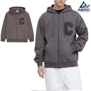 Vente en gros de sweats à capuche zippés pour hommes en polaire, avec broderie effet serviette, patchwork chenille et motif graphique lettré - Product Image 6