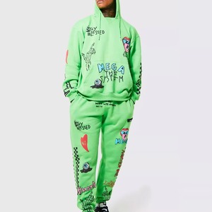 Fifth Gear International Custom Wholesale Unisex Winter Sporty Loose Fit Cotton Tracksuit Hooded Casual Windproof Logo Acid Wash - Product Image 4