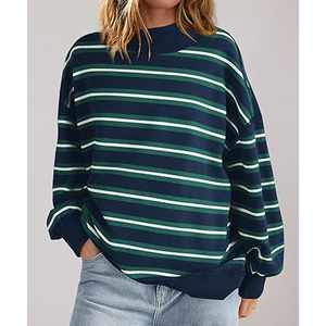 Women Mock Neck Sweatshirt Heavyweight Winter Streetwear Oversized Top - Product Image 3