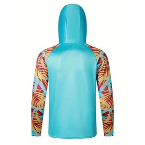 Sweat à capuche de pêche pour homme de haute qualité personnalisé, UPF 50, manches longues, imprimé tropical, protection anti-UV, veste pull - Product Image 1