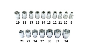 Juego de Llaves de Tubo Torx de Acero al Cromo Vanadio de 1/2\", Operadas Manualmente, OEM ODM, 27 Piezas, Incluye Mango de Trinquete - Product Image 3