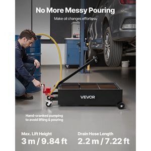 Bandeja de drenaje de aceite rodante de 25 galones con manguera de 7.2 pies, bomba manual de perfil bajo, mango plegable, herramienta de reparación automotriz a prueba de fugas - Product Image 2