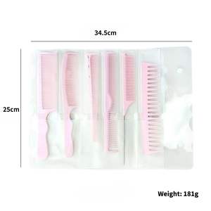 Ensemble de 6 peignes à cheveux personnalisés avec logo, très vendus, vert néon, rose, blanc, écologiques, peignes professionnels pour barbier avec sac transparent en PVC - Product Image 5