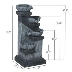 Fontana a Cascata a 4 Livelli in Resina con LED, Vasche da 85 cm e Pompa 230V per Esterni - Product Image 3