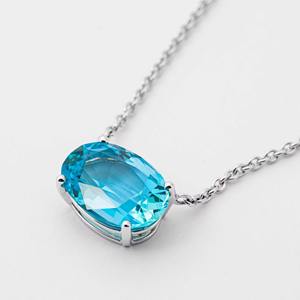 Collier solitaire élégant en or blanc massif 14 carats avec diamant ovale de 7 carats, certifié IGI, pour un style printemps/été et les occasions spéciales - Product Image 5