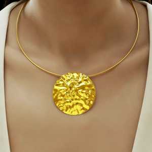 PRAO <b>Gold</b>-Plated Necklace <b>Set</b> with Earrings Anti-Tarnish Fashion Jewelry - Product Image 3